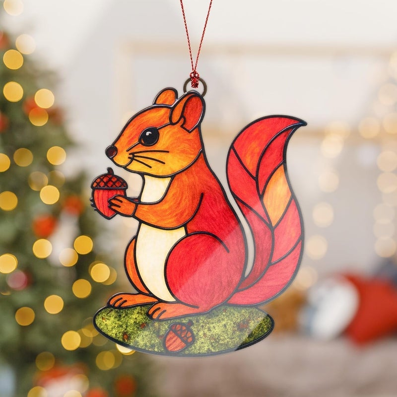 NELXI Squirrel Ornament, Squirrel Ornaments for Christmas Tree, Christmas Ornaments 2025, Woodland Creature Holiday Decor, Animal Ornament for Tree, Suncatcher Hanging Decoration, Unique Gifts for Women - Image 2